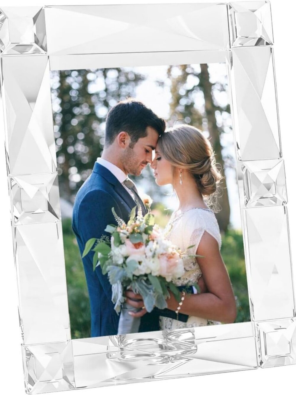Sparkling 5x7 Inch Crystal Picture Frame for Home Decor & Wedding Display, Gift